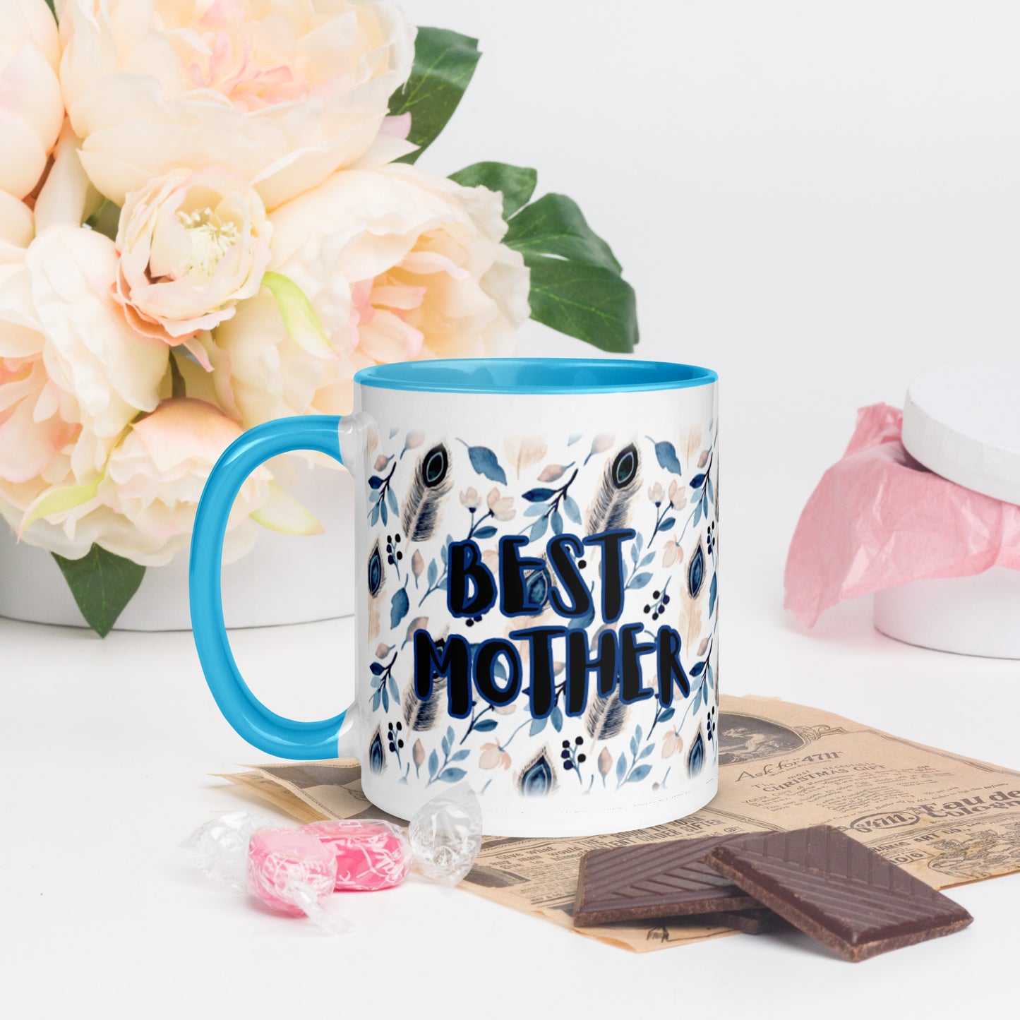 Best Mother Tasse mit Federmuster