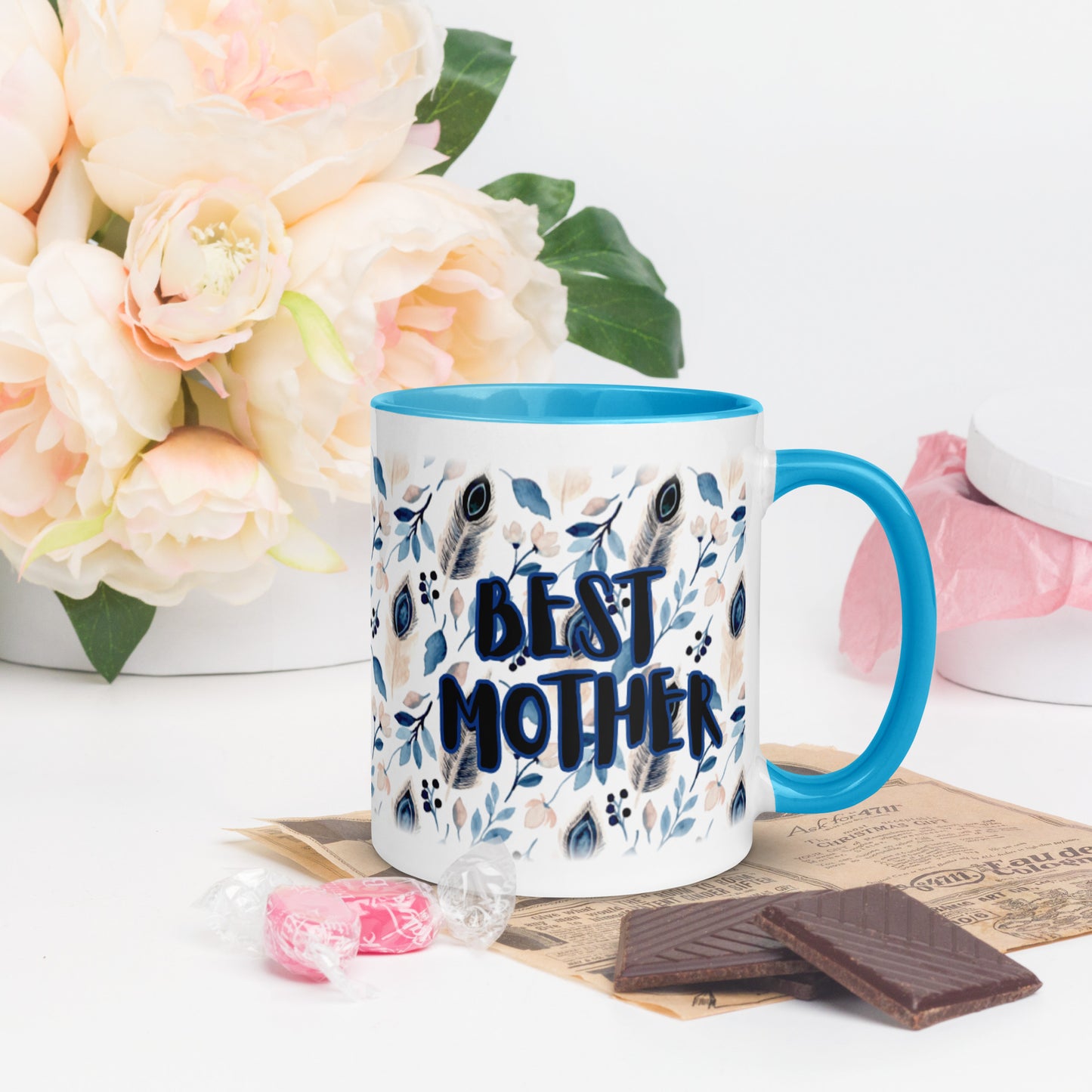 Best Mother Tasse mit Federmuster